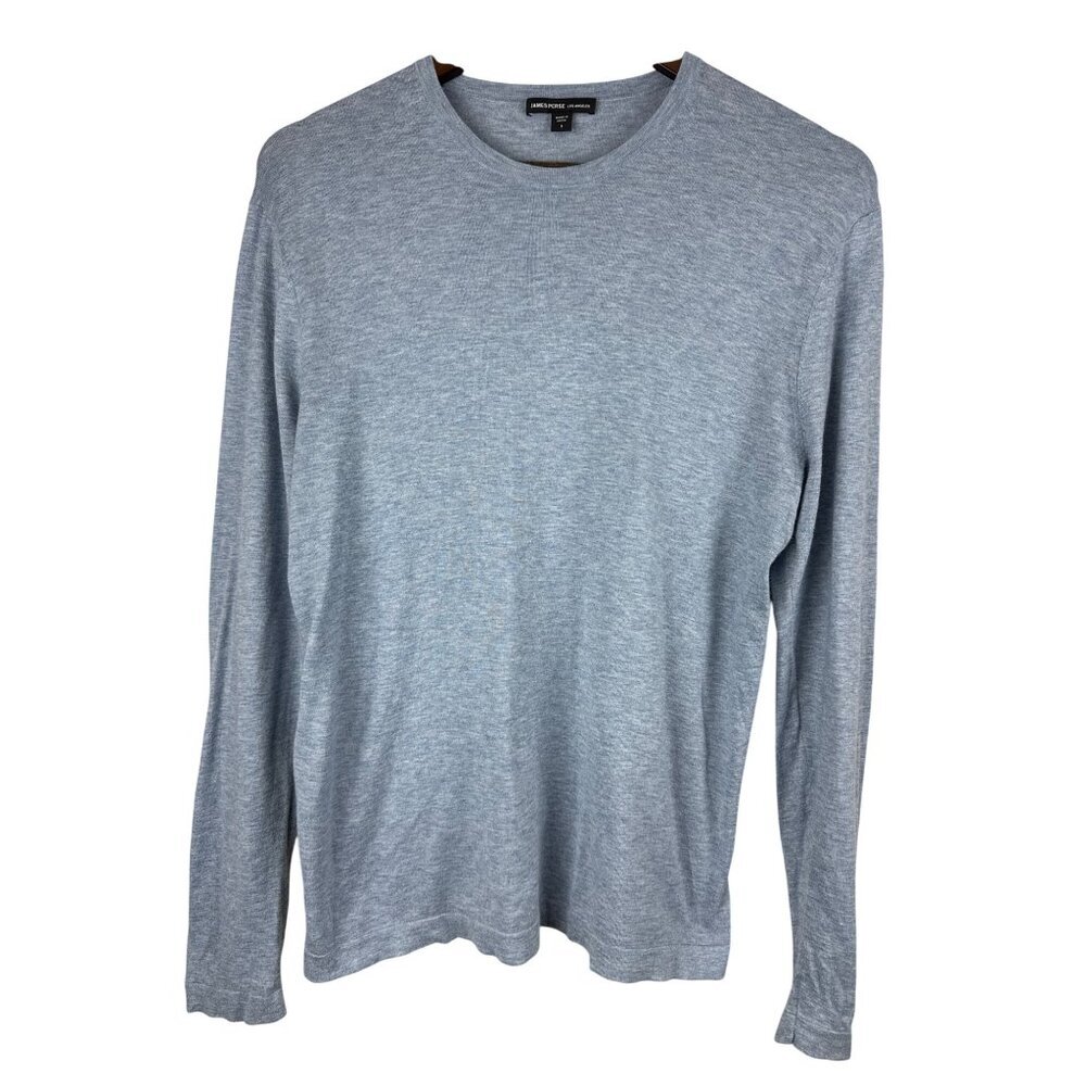James Perse Men's Shirt Long Sleeve Crew Neck Blue Grey Luxe Size Small